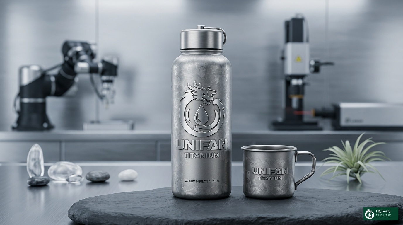 UNIFAN Grade 1 Ultralight Pure Titanium Sports Water Bottle 450ml/600ml Single & Double Wall